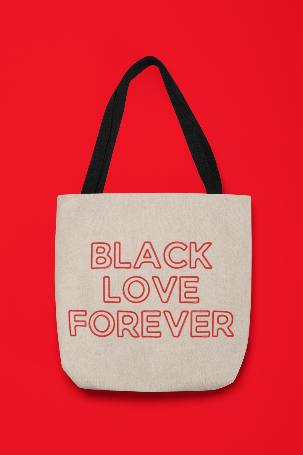 Black Love Forever Tote Bag - Red Text