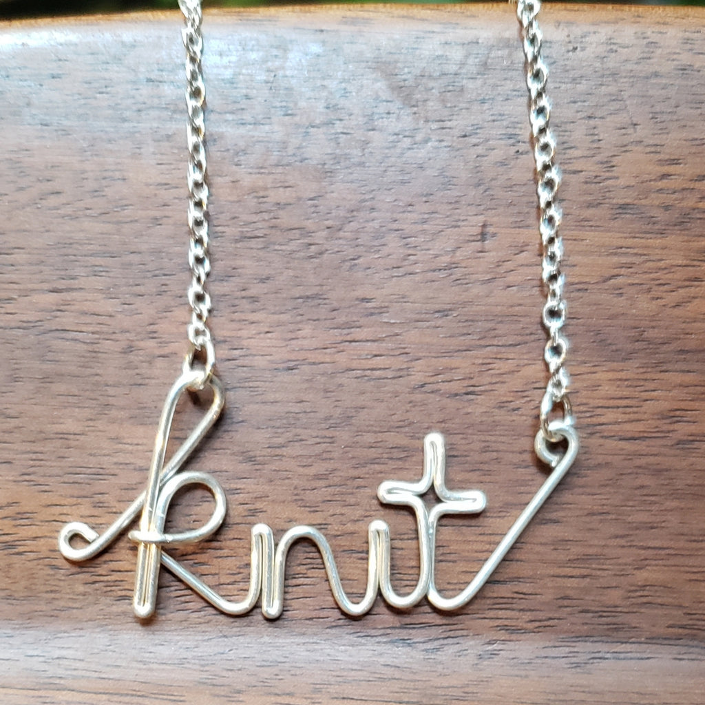 "Knit" or "Purl" or "Crochet" or "Stitch" Necklace