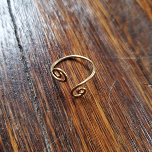 Adjustable Brass Double Spiral Ring
