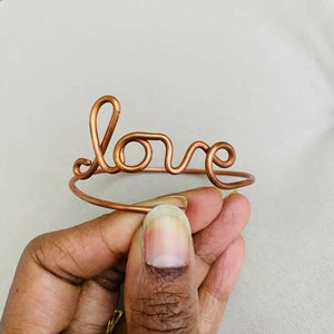"Love" Cursive Copper Cuff Bracelet