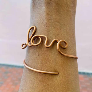 "Love" Cursive Copper Cuff Bracelet